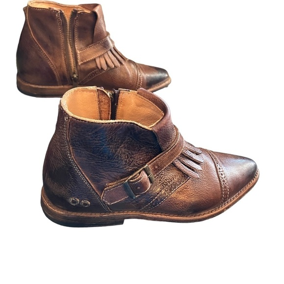 Bed Stu Leather Dipper Ankle Bootie Rust Fringe Size 6 - Picture 1 of 10